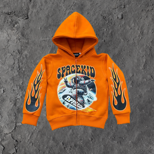 Space Flame Graphic Hoodie — Orange