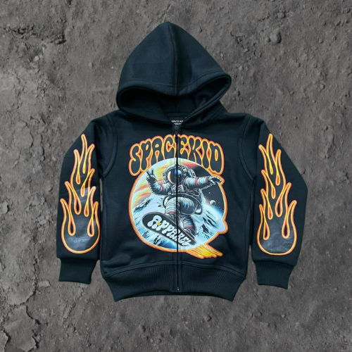 Space Flame Graphic Hoodie — Black